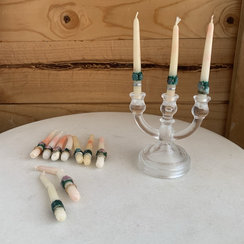 Dollhouse Miniature Victorian Candelabra And 12 Real Wax Candles Flaws 5.5"